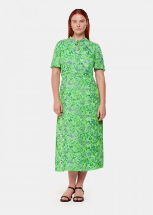 Whistles Lucid Floral Bonnie Dress Green / Multicolor | US-02561JSUG