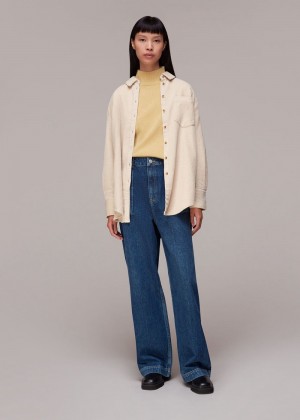 Whistles Lucie Corduroy Oversized Shirts White | US-79210JHPS