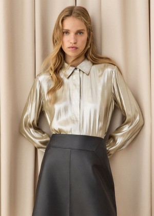 Whistles Lucie Metallic Shirts Gold | US-34579CVFX