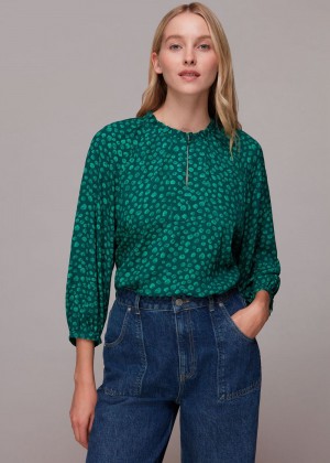 Whistles Lucy Lava Spot Top Green / Multicolor | US-64739JYVQ