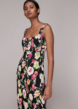 Whistles Maila Electric Floral Dress Black / Multicolor | US-92705GNZK