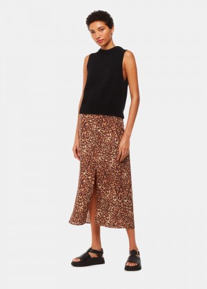 Whistles Marble Spot Front Split Skirts Multicolor | US-71938XNKS