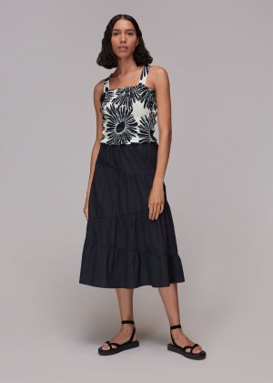 Whistles Maria Full Tiered Skirts Black | US-87426IKLM