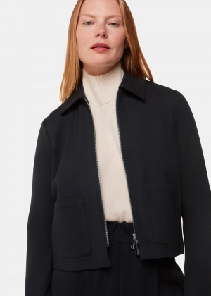 Whistles Marla Ponte Zip Through Jacket Black | US-38725FRHG