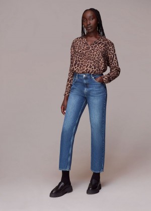 Whistles Meara Jungle Cheetah Blouse Leopard | US-25341XAZI