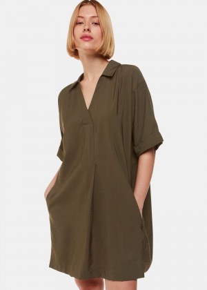 Whistles Melanie Dress Khaki | US-98260GCTH