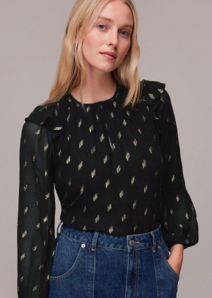 Whistles Metallic Dobby Top Black / Multicolor | US-24938CWAJ