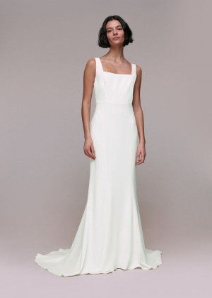 Whistles Mia Square Neck Wedding Dress White | US-35029ZVOD