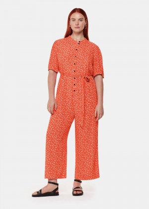 Whistles Micro Floral Jumpsuit Red / Multicolor | US-76950CXUJ