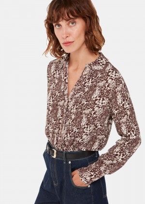 Whistles Micro Leopard Print Shirts Leopard | US-53287AERB