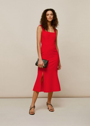 Whistles Milla Square Neck Dress Red | US-46327SHRB