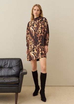 Whistles Misty Leopard Cleo Dress Leopard | US-95243WXSN