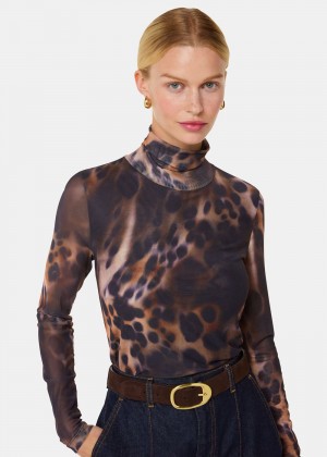 Whistles Misty Leopard Mesh Top Leopard | US-89152LSIE