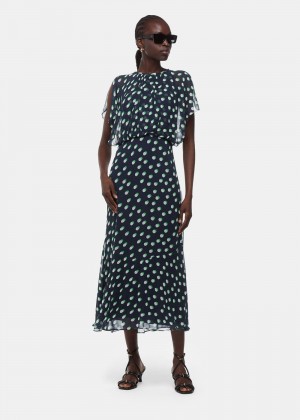 Whistles Moon Spot Print Midi Dress Navy / Multicolor | US-19653RETK