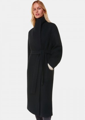 Whistles Morgan Funnel Neck Coat Black | US-47518LECM