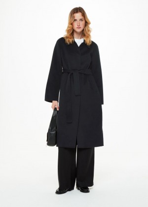 Whistles Nell Belted Doubled Faced Coat Black | US-25498ZPHT