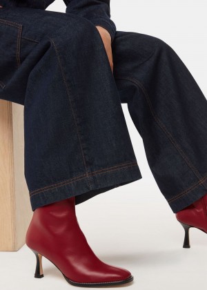 Whistles Nettie Stitch Detail Boots Red | US-94526PTRN