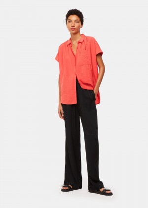 Whistles Nicola Button Through Shirts Coral | US-92406NKXT