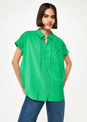 Whistles Nicola Button Through Shirts Green | US-01438KZRT