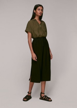 Whistles Nicola Button Through Shirts Khaki | US-56908IYRW