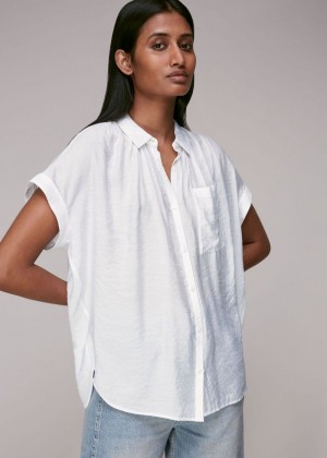 Whistles Nicola Textured Shirts White | US-70258NQJE