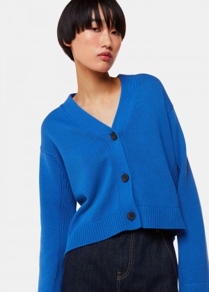 Whistles Nina Button Front Cardigan Deep Blue | US-93751MLNE