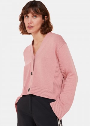 Whistles Nina Button Front Cardigan Pink | US-25043COVD