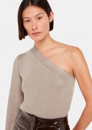 Whistles One Shoulder Knitwear Neutral | US-41062HOJC