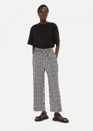 Whistles Optical Rope Cropped Pants Black / White | US-93871DEZV