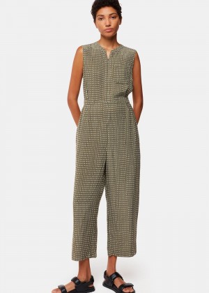 Whistles Oval Spot Josie Jumpsuit Khaki / Multicolor | US-06987KNFJ