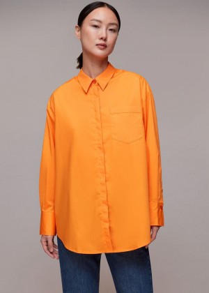 Whistles Oversized Button Up Shirts Orange | US-79130STKY