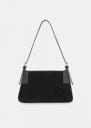 Whistles Paloma Small Suede Shoulder Bags Black | US-35418UKEV