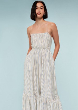 Whistles Pastel Stripe Silk Mix Dress Blue / Multicolor | US-42305AZGW