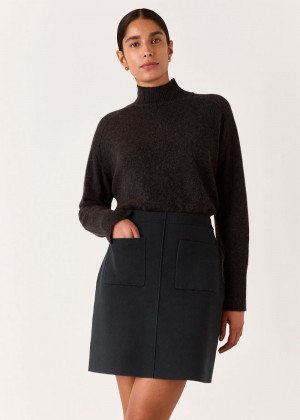 Whistles Patch Pocket Knitted Skirts Black | US-18206EYMT