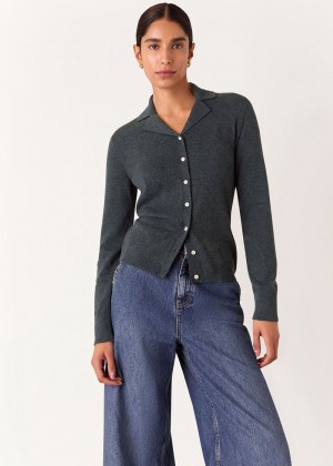 Whistles Phoebe Knit Shirts Dark Grey | US-17826BUPX