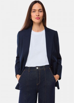 Whistles Pinstripe Blazer Navy / Multicolor | US-13564JBON