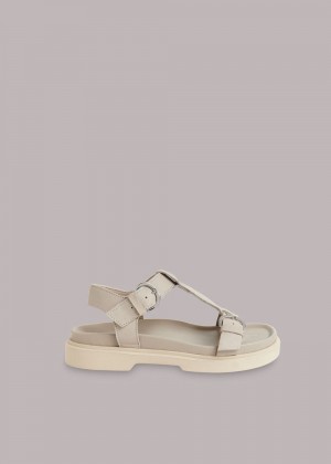 Whistles Porto Double Buckle Sandals Neutral | US-76512SJFW