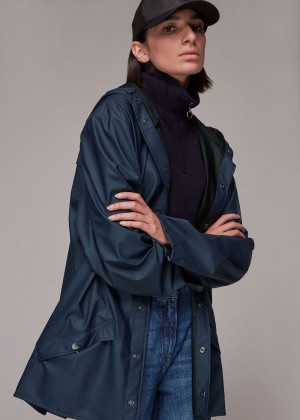 Whistles Rains Hooded Jacket Navy | US-95372MFGS