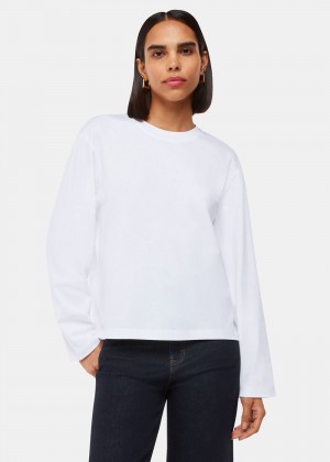 Whistles Relaxed Long Sleeve T-Shirt White | US-91078GDKQ