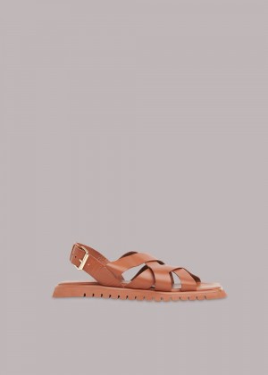 Whistles Ren Woven Sandals Brown | US-76309GFMO