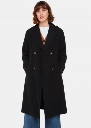 Whistles Riley Trench Coat Black | US-64275OFPR