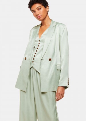 Whistles Rita Luxe Blazer Olive Green | US-62498OQUH