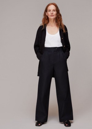 Whistles Robyn Cotton Pants Black | US-52974GSNB