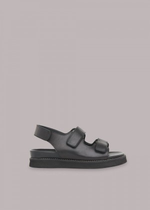 Whistles Rocco Velcro Sandals Black | US-30259REZY