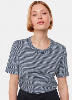 Whistles Rosa Double Trim Stripe T-Shirt Navy / Multicolor | US-08594TJSX