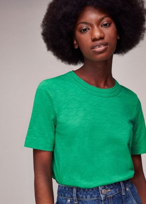 Whistles Rosa Double Trim T-Shirt Green | US-62013FNAU