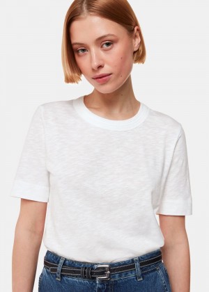 Whistles Rosa Double Trim T-Shirt White | US-81297NFWI