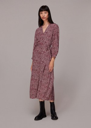 Whistles Rough Weave Lizzie Midi Dress Pink / Multicolor | US-41209AMYP