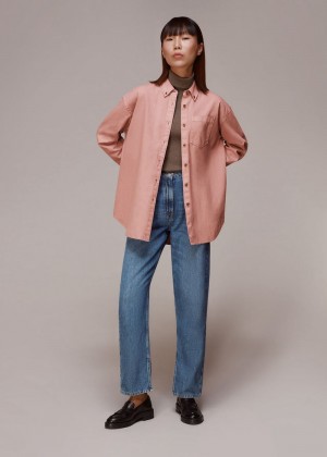 Whistles Ruby Denim Pocket Shirts Pink | US-81762DMKQ