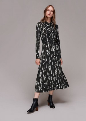 Whistles Rumi Tiger Print Jersey Dress Black / White | US-72569RNEJ